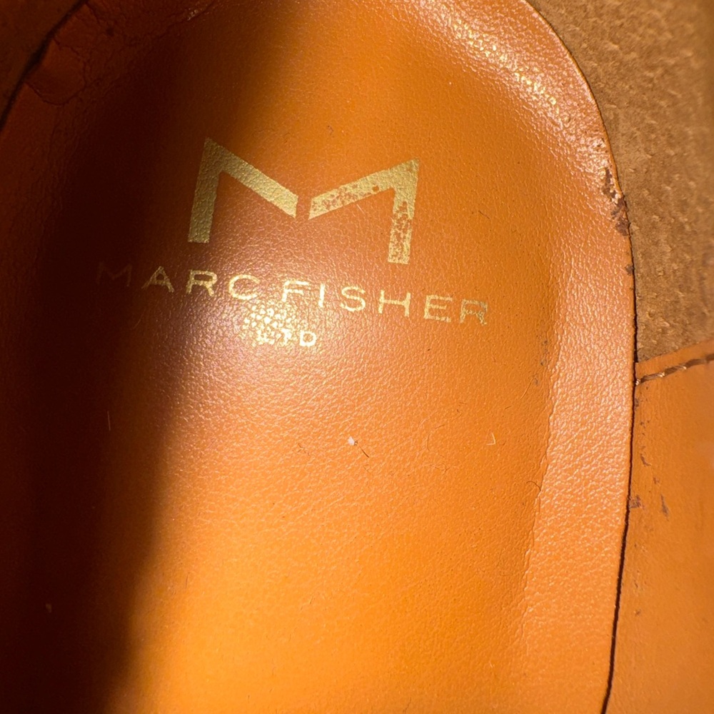 Marc Fisher Suede Platform Loafers in Cognac Brown - Picture 2 of 6